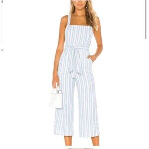 Revolve Majorelle Francis Jumpsuit Women's Size XS Blue and White Chambray NWT